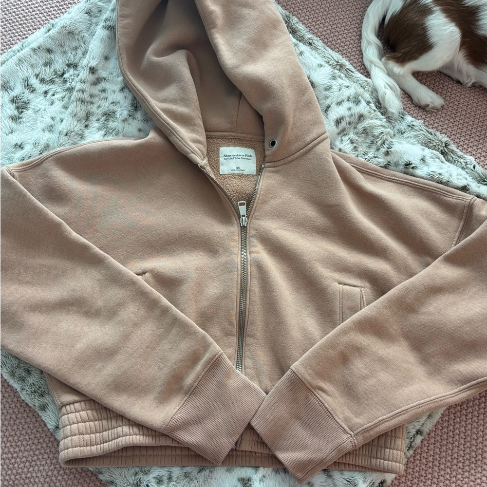 Abercrombie & Fitch Beige Cropped Hoodie